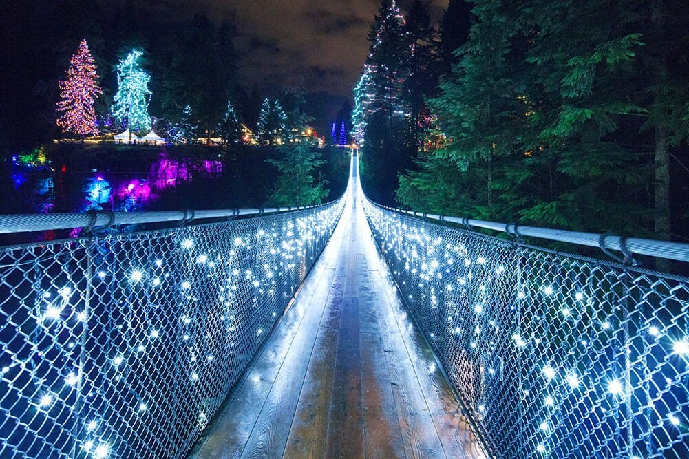 подвесной мост Капилано, парк Капилано, рождество Канада