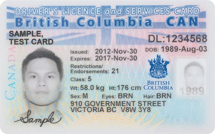 водительские права в британской колумбии