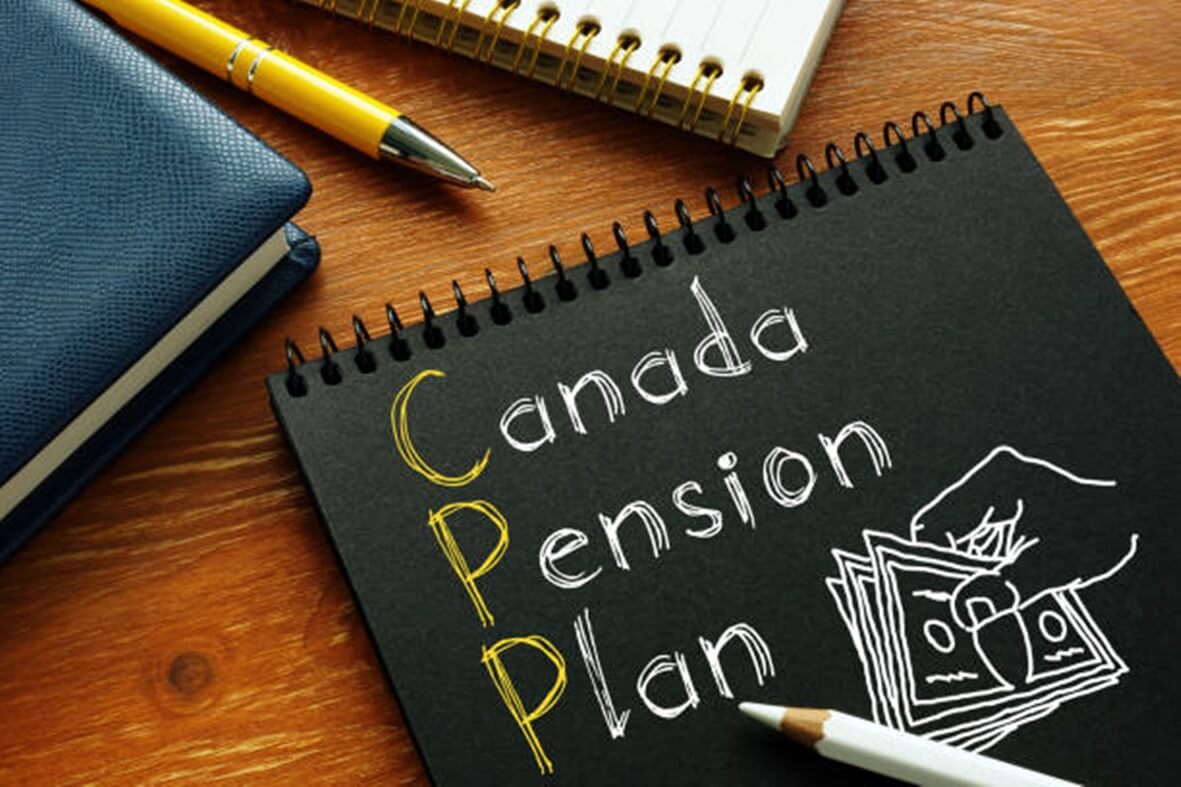 Canada Pension Plan CPP is shown on a conceptual business photo