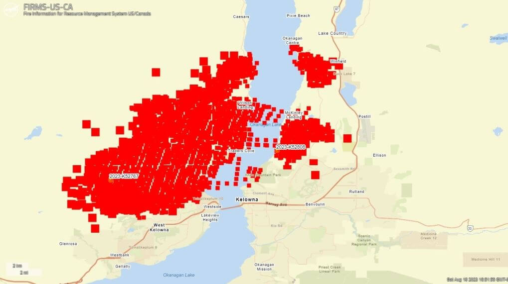 Карта лесных пожаров Канады