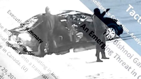 Collage graphic about an emerging threat in intelligence; a black-and-white photo of a crashed car with diagonal overlay text.