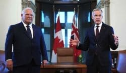 Премьер-министр Марк Карни и премьер Онтарио Дуг Форд на пресс-конференции в Оттаве