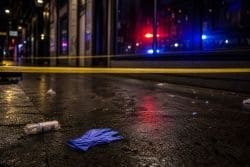 Granville Street в центре Ванкувера вечером с неоновыми вывесками клубов и баров. Иллюстрация создана ИИ
