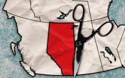 Illustration of a map of the western United States with Texas outlined in red being cut out with scissors on a map.