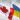 Canadian and Ukrainian flags fluttering together in the wind against a cloudy sky, symbolizing solidarity.